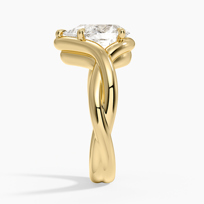 Bypass Twist Bezel Solitaire Diamond Ring - Pear Cut Center Stone