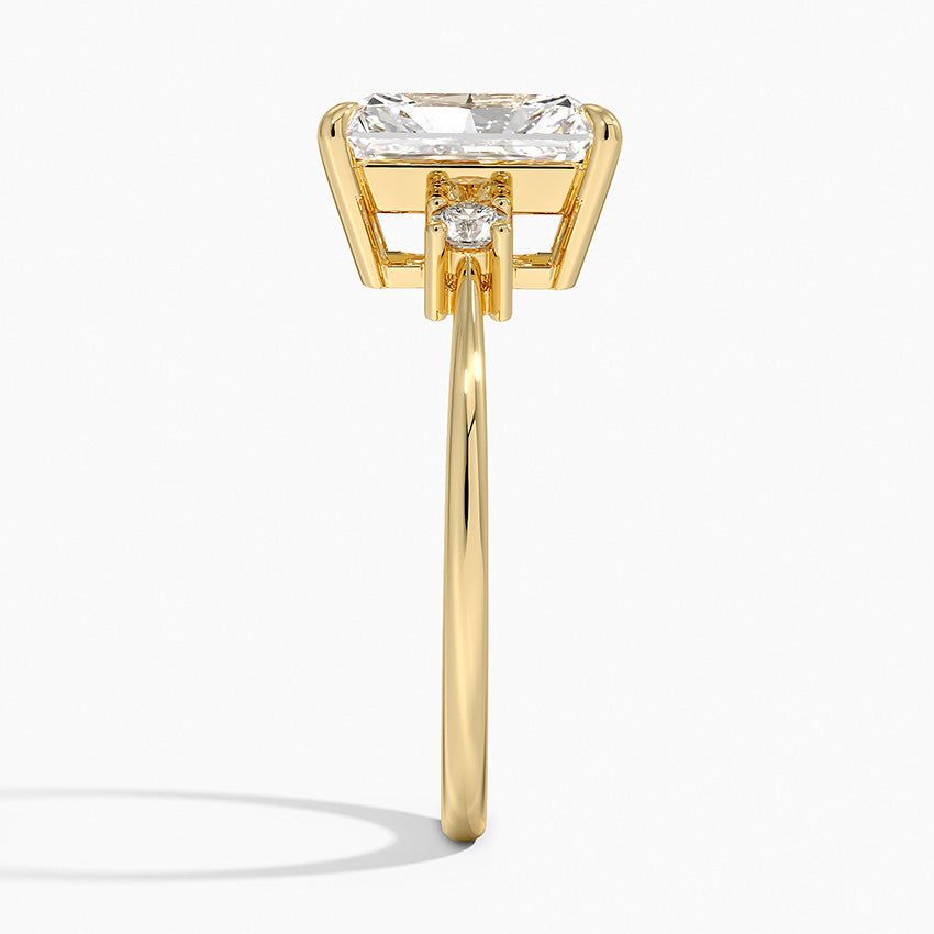 Petite Selene Three Stone Diamond Ring (1/10 ct. tw.) - Radiant Cut Center Stone