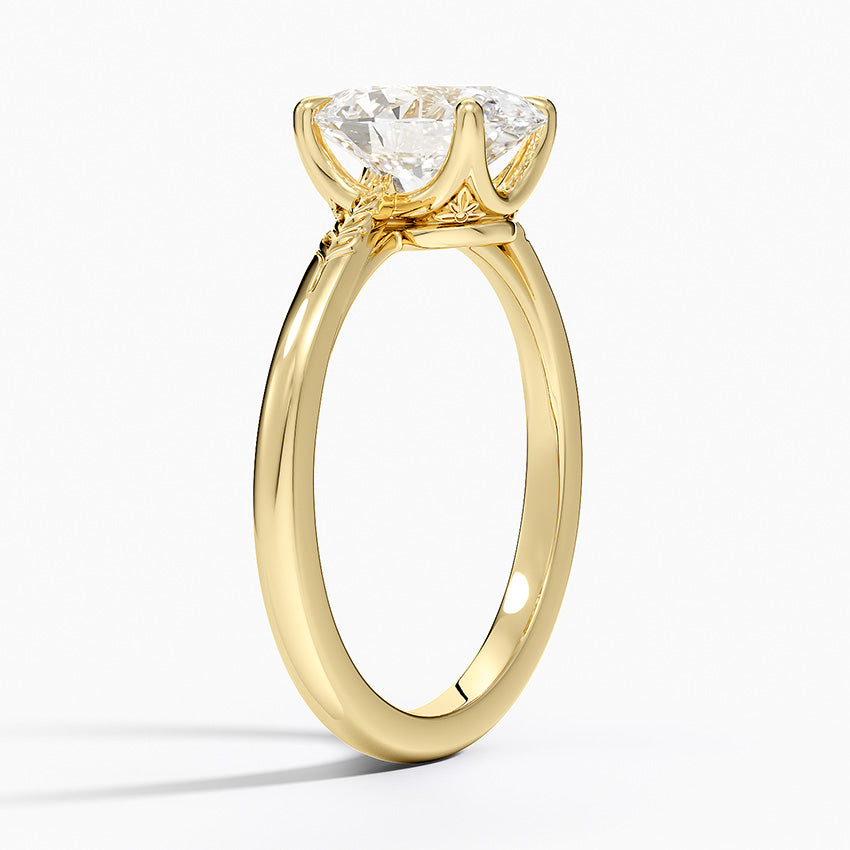 Laurel Engraved Ring - Oval Cut Center Stone