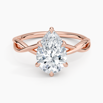 Alya Twist Solitaire Ring - Pear Center Stone