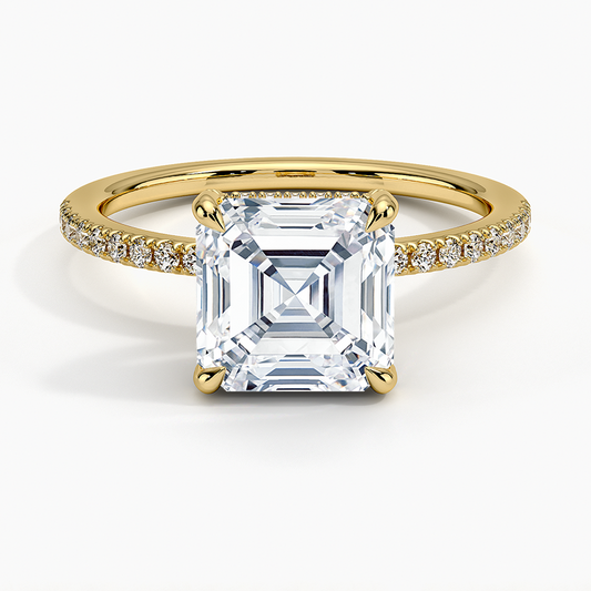 Viviana Half Coverage Diamond Ring - Asscher Cut Center Stone