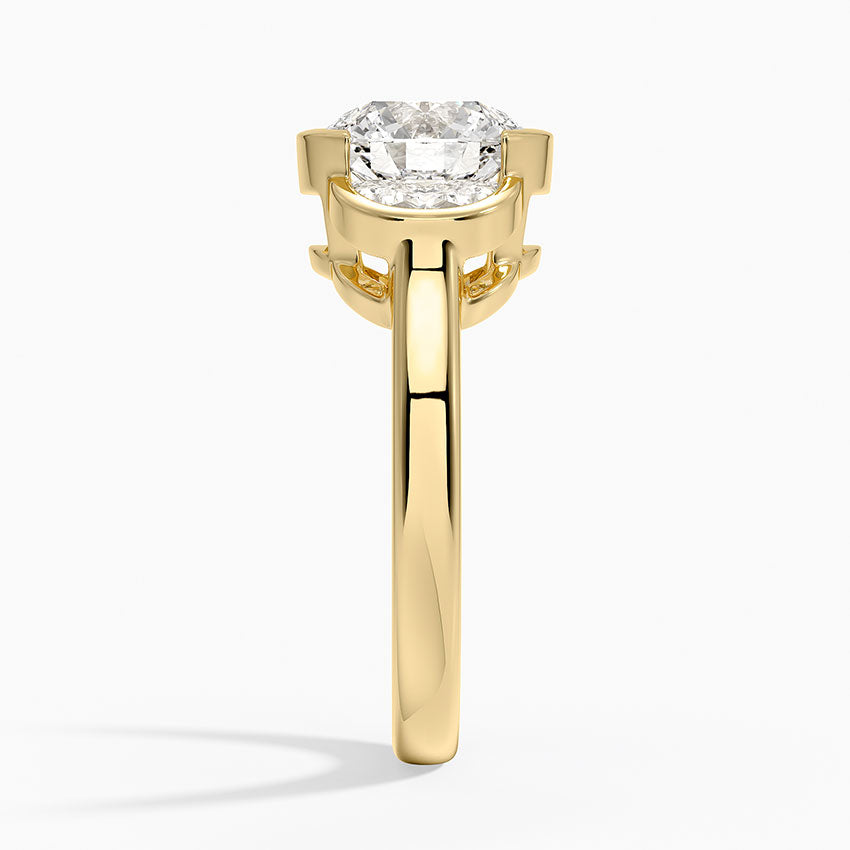 Half Moon Three Stone Bezel Diamond Ring (1/2 ct. tw.) - Round Cut Center Stone