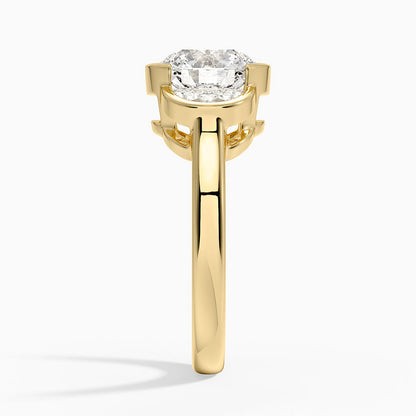Half Moon Three Stone Bezel Diamond Ring (1/2 ct. tw.) - Round Cut Center Stone