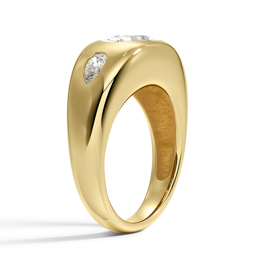 Sloane Flush Set Three Stone Diamond Dome Ring