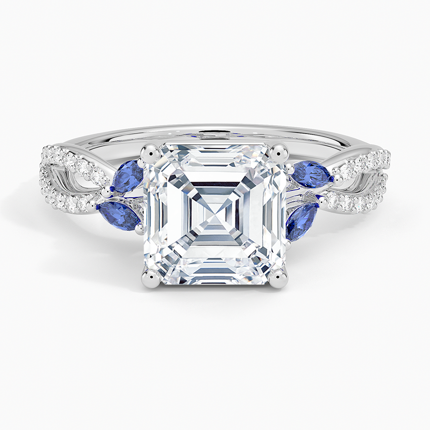 Luxe Willow Sapphire and Diamond Ring (1/8 ct. tw.) - Asscher Cut Center Stone