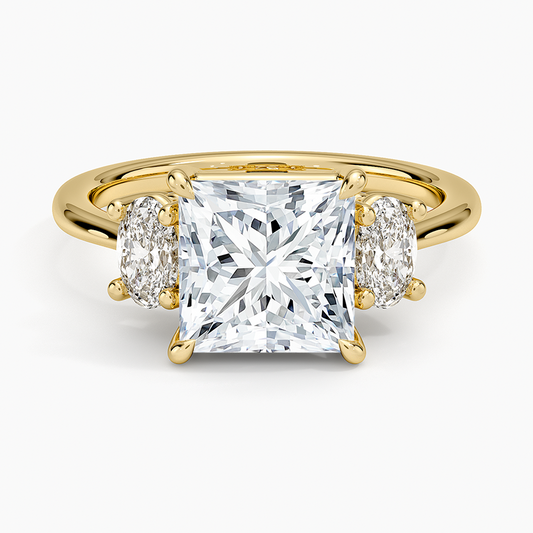 Oval-Cut Three Stone Diamond Ring (1/2 ct. tw.) - Princess Cut Center Stone