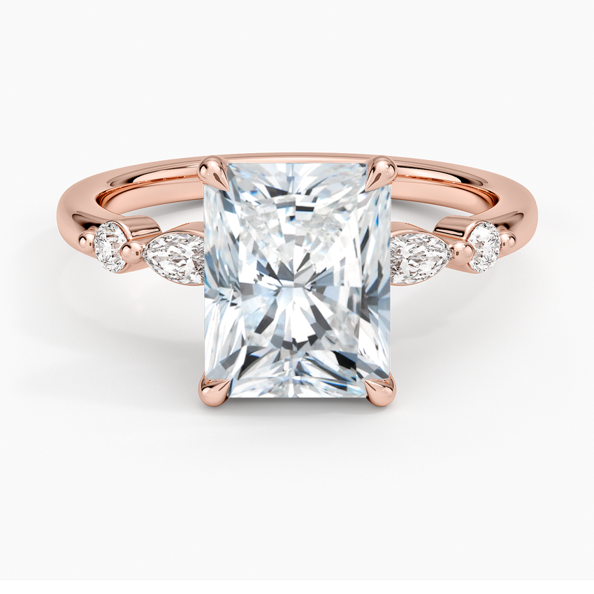Versailles One-Quarter Coverage Diamond Ring - Radiant Cut Center Stone