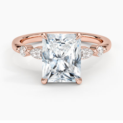 Versailles One-Quarter Coverage Diamond Ring - Radiant Cut Center Stone
