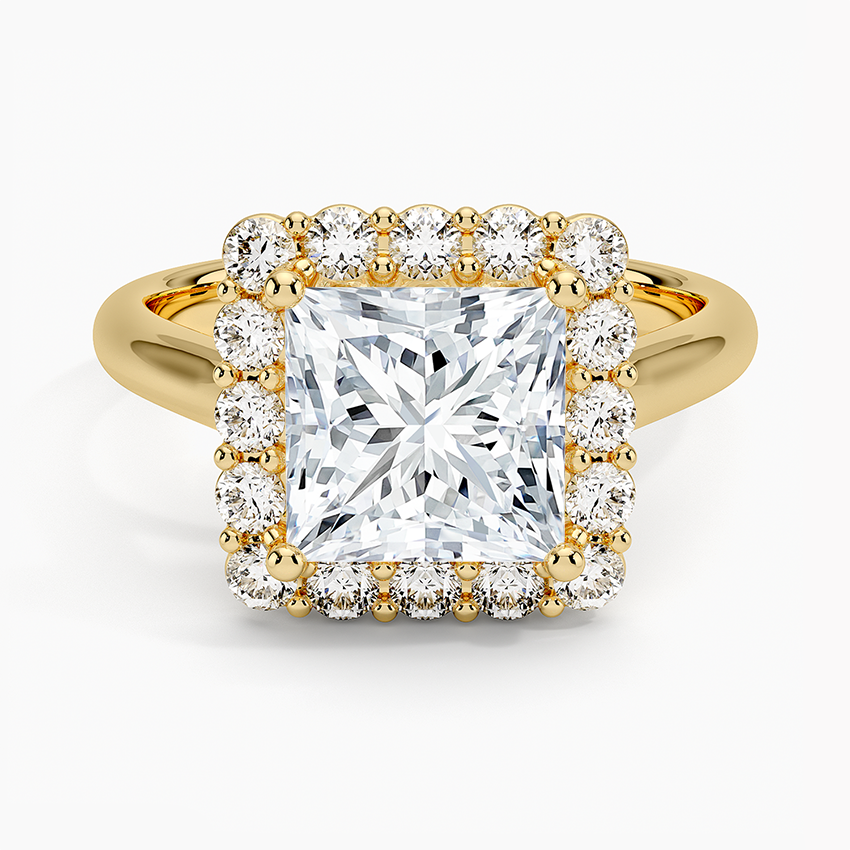 Lotus Flower Halo Diamond Ring (1/4 ct. tw.) - Princess Cut Center Stone