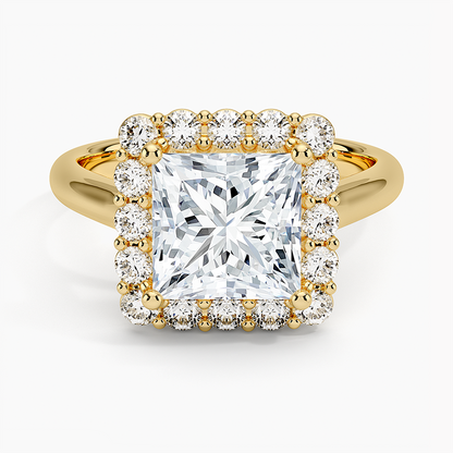 Lotus Flower Halo Diamond Ring (1/4 ct. tw.) - Princess Cut Center Stone