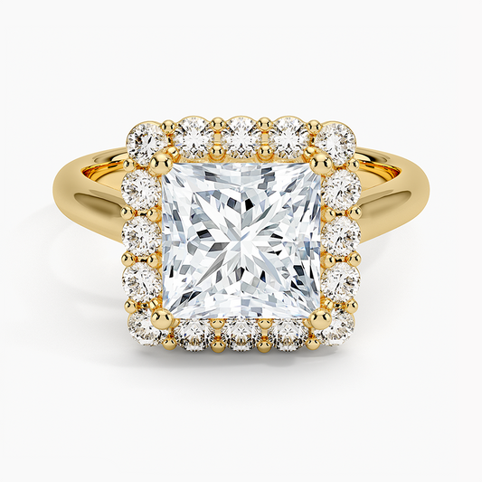 Lotus Flower Halo Diamond Ring (1/4 ct. tw.) - Princess Cut Center Stone
