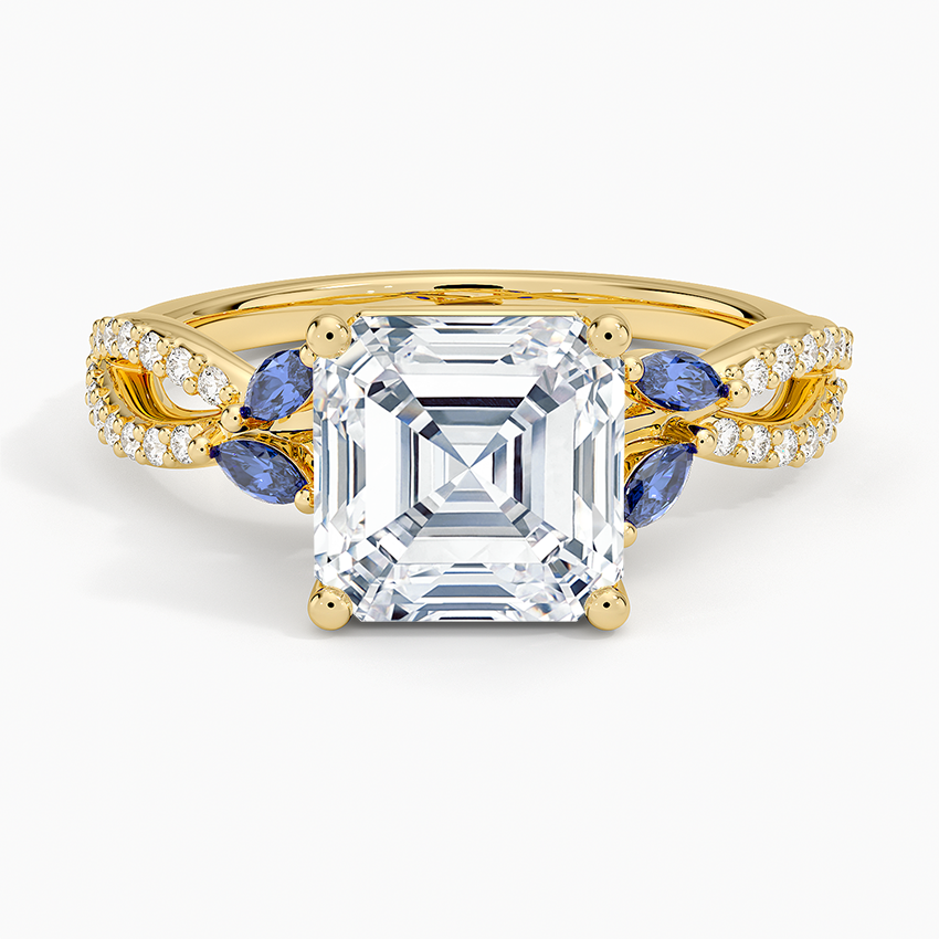 Luxe Willow Sapphire and Diamond Ring (1/8 ct. tw.) - Asscher Cut Center Stone