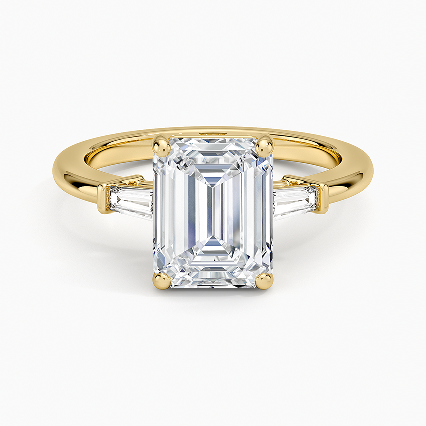 Symphony Tapered Baguette Three Stone Diamond Ring (1/5 ct. tw.) - Emerald Cut Center Stone