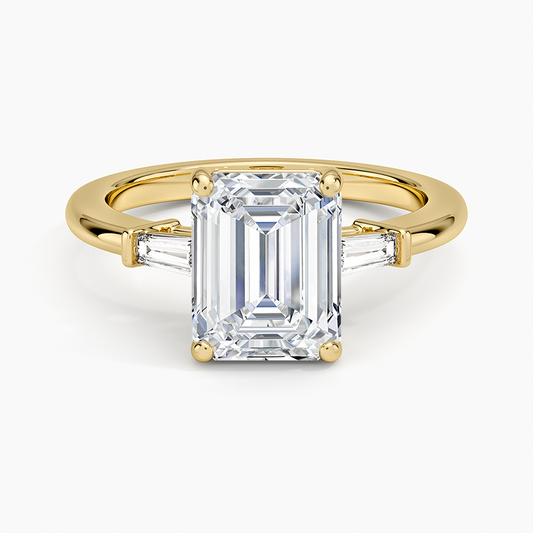 Symphony Tapered Baguette Three Stone Diamond Ring (1/5 ct. tw.) - Emerald Cut Center Stone