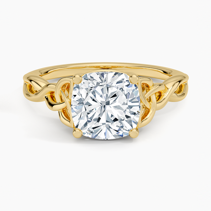 Celtic Love Knot Ring - Cushion Cut Center Stone