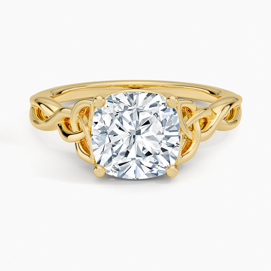 Celtic Love Knot Ring - Cushion Cut Center Stone