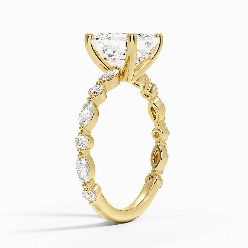 Versailles Three-Quarter Coverage Diamond Ring (1/2 ct. tw.) - Asscher Cut Center Stone
