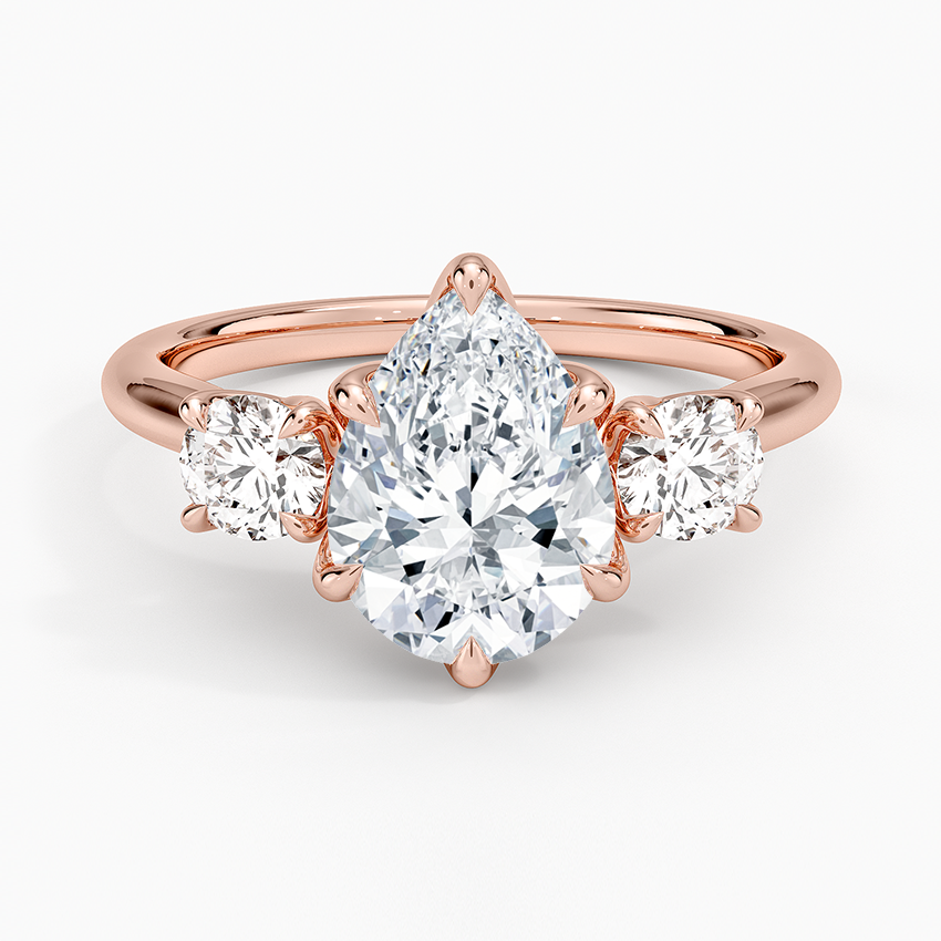 Elodie Perfect Fit Three Stone Diamond Ring (1/2 ct. tw.) - Pear Center Stone