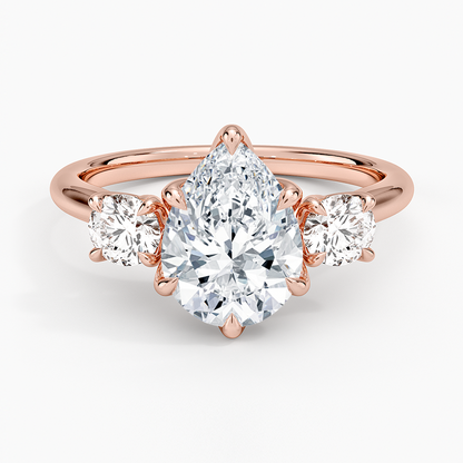 Elodie Perfect Fit Three Stone Diamond Ring (1/2 ct. tw.) - Pear Center Stone