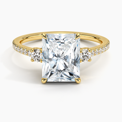 Lyra Three Stone Diamond Ring (1/4 ct. tw.) - Radiant Cut Center Stone