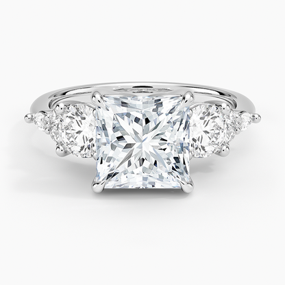 Luxe Nadia Three Stone Diamond Ring - Princess Cut Center Stone