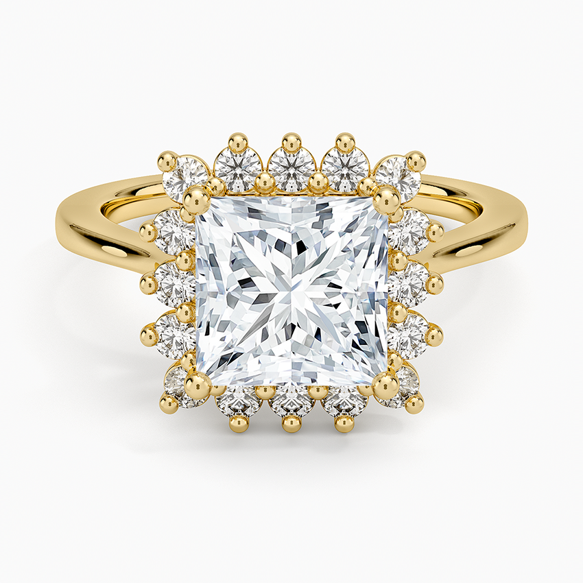 Sunburst Halo Diamond Ring (1/4 ct. tw.) - Princess Cut Center Stone