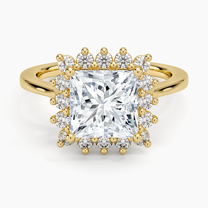 Sunburst Halo Diamond Ring (1/4 ct. tw.) - Princess Cut Center Stone