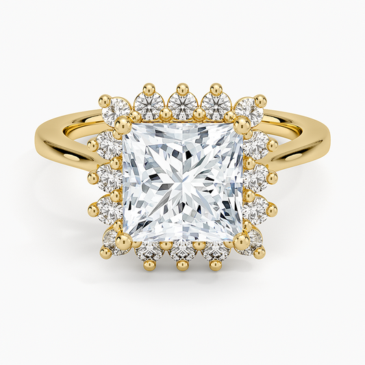 Sunburst Halo Diamond Ring (1/4 ct. tw.) - Princess Cut Center Stone