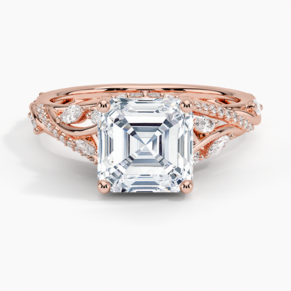 Begonia Vine Diamond Ring (1/2 ct. tw.) - Asscher Cut Center Stone