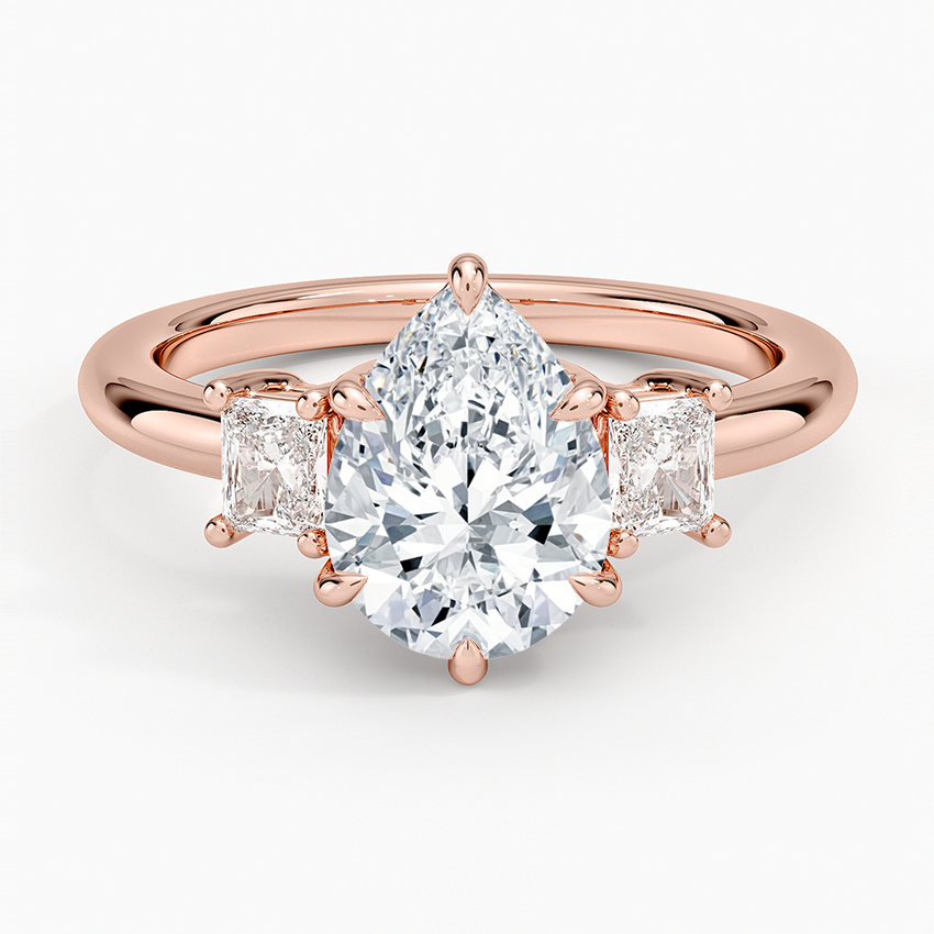 Helena Radiant-Cut Three Stone Diamond Ring (3/8 ct. tw.) - Pear Center Stone