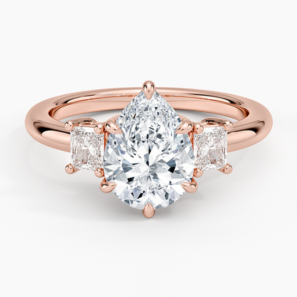 Helena Radiant-Cut Three Stone Diamond Ring (3/8 ct. tw.) - Pear Center Stone