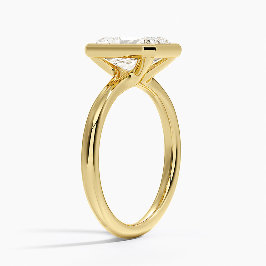 Freesia Bezel Solitaire Ring - Radiant Cut Center Stone