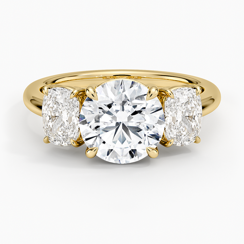 Luxe Faye Elongated Cushion Three Stone Diamond Ring (1 ct. tw.) - Round Cut Center Stone