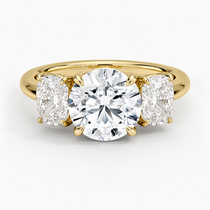 Luxe Faye Elongated Cushion Three Stone Diamond Ring (1 ct. tw.) - Round Cut Center Stone