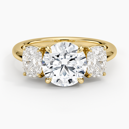 Luxe Faye Elongated Cushion Three Stone Diamond Ring (1 ct. tw.) - Round Cut Center Stone