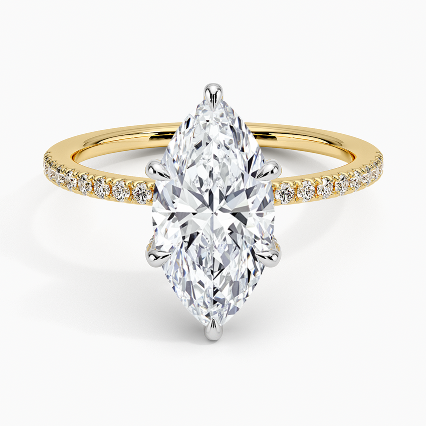 Mixed Metal Viviana Half Coverage Diamond Ring (1/4 ct. tw.) - Marquise Cut Center Stone