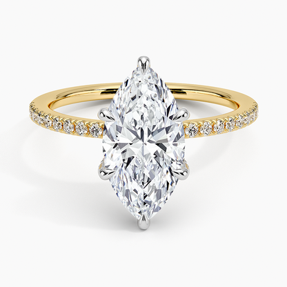Mixed Metal Viviana Half Coverage Diamond Ring (1/4 ct. tw.) - Marquise Cut Center Stone