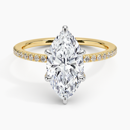 Mixed Metal Viviana Half Coverage Diamond Ring (1/4 ct. tw.) - Marquise Cut Center Stone