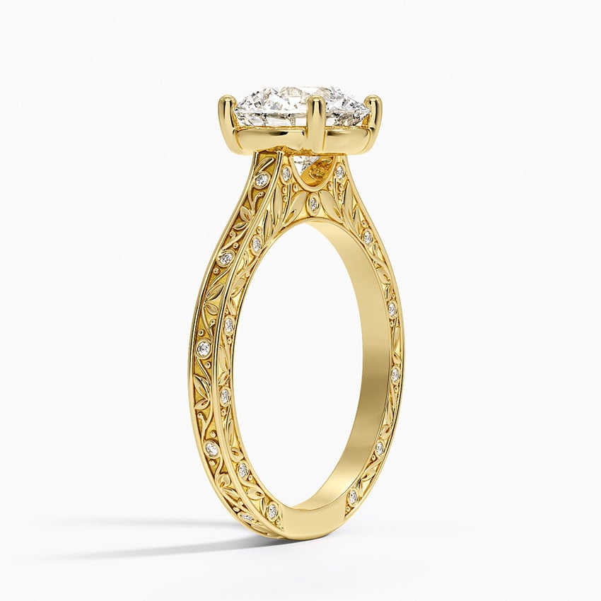 Grove Perfect Fit Engraved Diamond Ring (1/10 ct. tw.) - Round Cut Center Stone