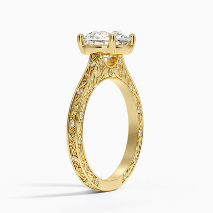 Grove Perfect Fit Engraved Diamond Ring (1/10 ct. tw.) - Round Cut Center Stone