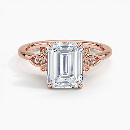 Fiore Diamond Ring - Emerald Cut Center Stone