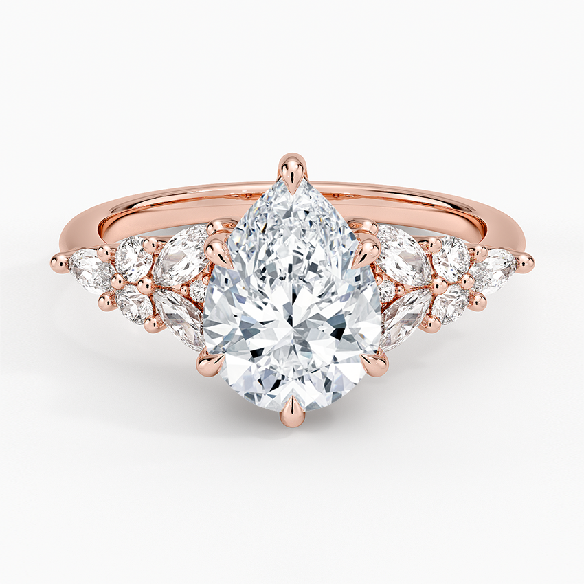 Nadia Taper Diamond Ring - Pear Center Stone