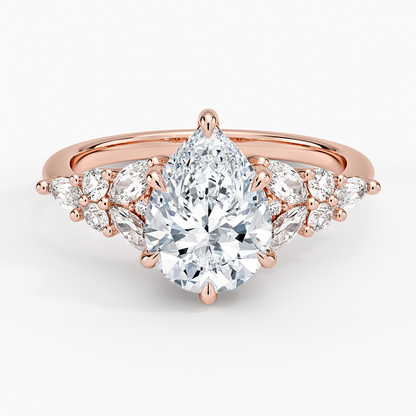 Nadia Taper Diamond Ring - Pear Center Stone