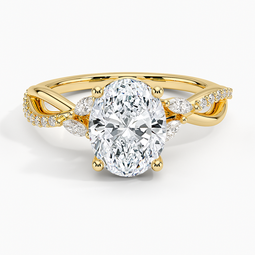 Petite Twisted Willow Diamond Ring - Oval Center Stone