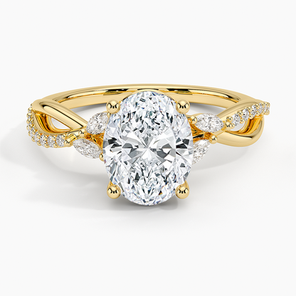 Petite Twisted Willow Diamond Ring - Oval Center Stone