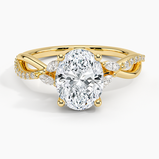 Petite Twisted Willow Diamond Ring - Oval Center Stone