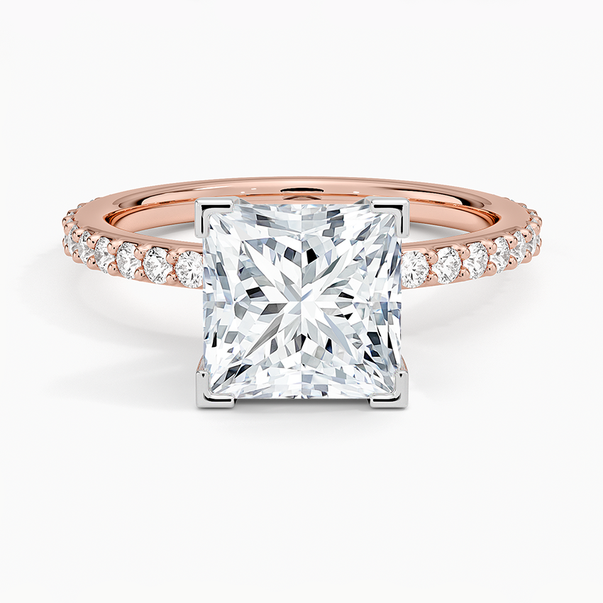 Petite Shared Prong Three-Quarter Coverage Diamond Ring (1/3 ct. tw.) - Princess Cut Center Stone