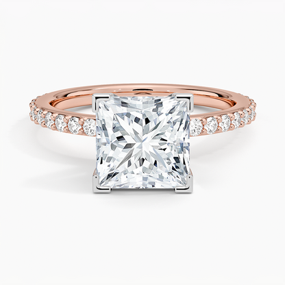 Petite Shared Prong Three-Quarter Coverage Diamond Ring (1/3 ct. tw.) - Princess Cut Center Stone