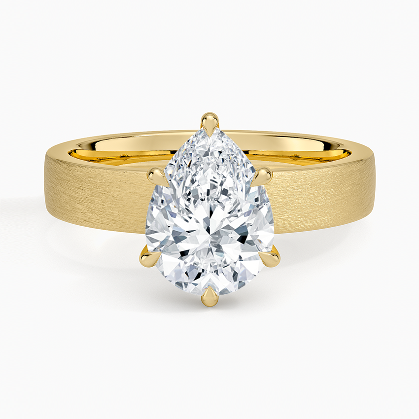Peyton 4mm Satin Finish Solitaire Ring - Pear Cut Center Stone