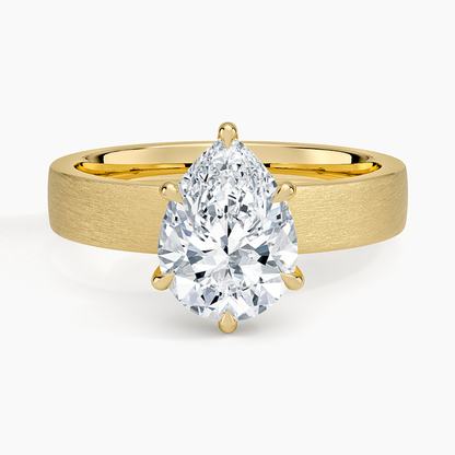 Peyton 4mm Satin Finish Solitaire Ring - Pear Cut Center Stone